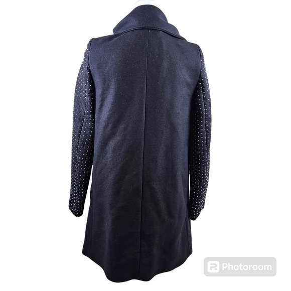 ZARA Woman Bloggers Fave Wool Blend Navy Silver Studded Coat in XS - Picture 6 of 13
